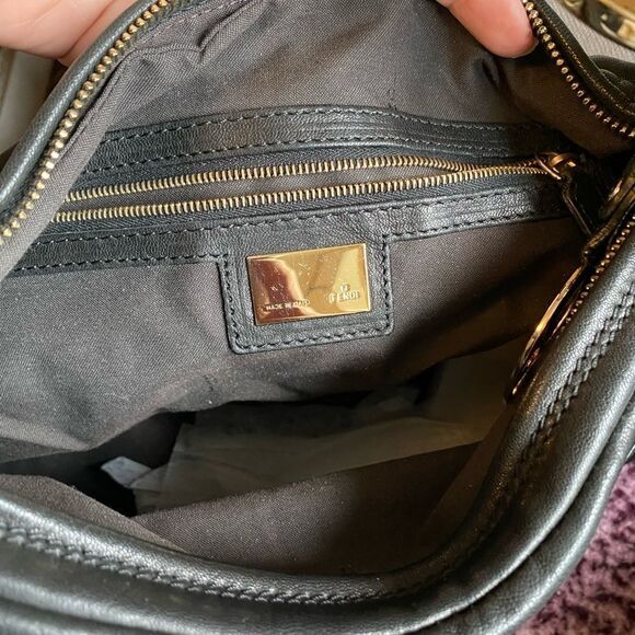 Fendi Perforated Zucca Leather Chef Tote Shoulder Bag Handbag Black - Picture 5 of 7